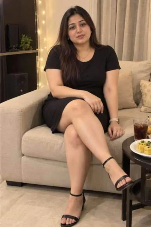 Ananya, 27, call girl in Goregaon, Mumbai: on a sofa at a house party in a black dress