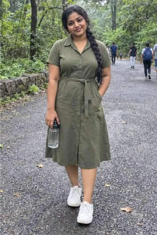 Bhavna, 26, call girl in Borivali, Mumbai: on a park road in an olive shirt dress
