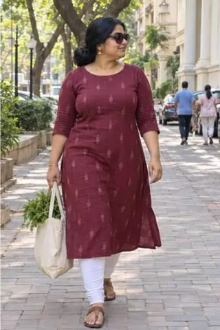 Kashvi, 37, call girl in Powai, Mumbai: walking on a Powai footpath in a maroon kurta and sunglasses