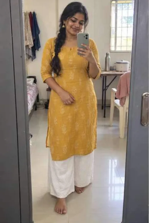 Aadya, 25, call girl in Chembur, Mumbai: mirror photo at home in Chembur in a mustard kurta