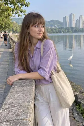 Zlata, 25, call girl in Powai, Mumbai: at the Powai lake promenade in a lilac shirt