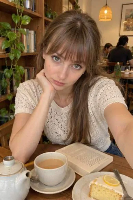 Zlata, 25, call girl in Powai, Mumbai: selfie at a Powai cafe with tea and cake